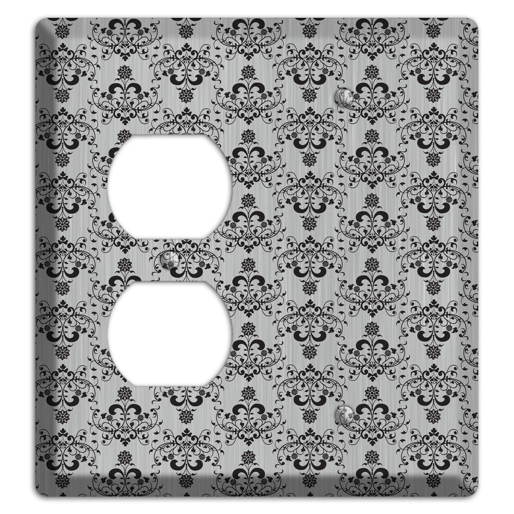Black Cartouche Half Drop Stainless Steel Duplex / Blank Wallplate