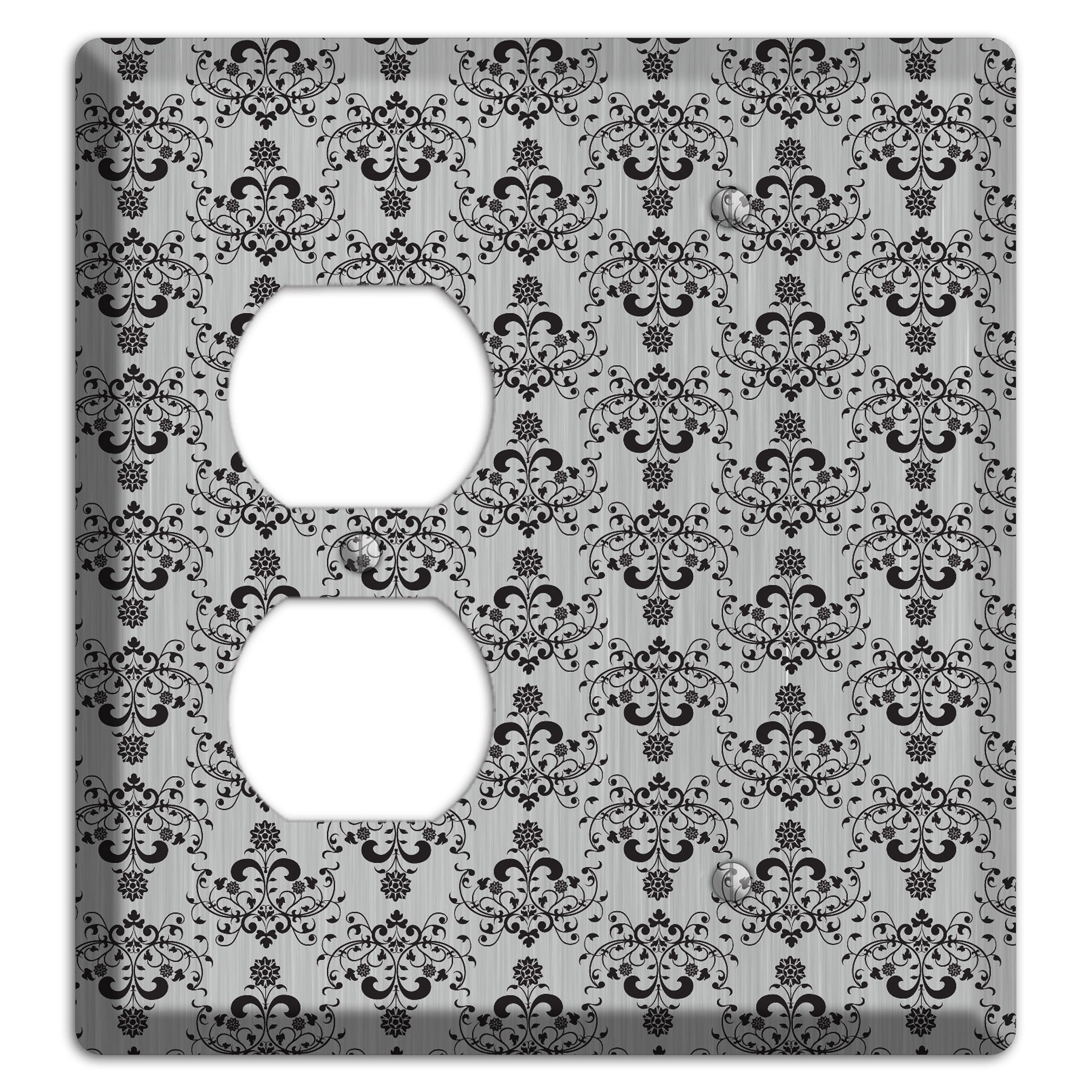 Black Cartouche Half Drop  Stainless Duplex / Blank Wallplate