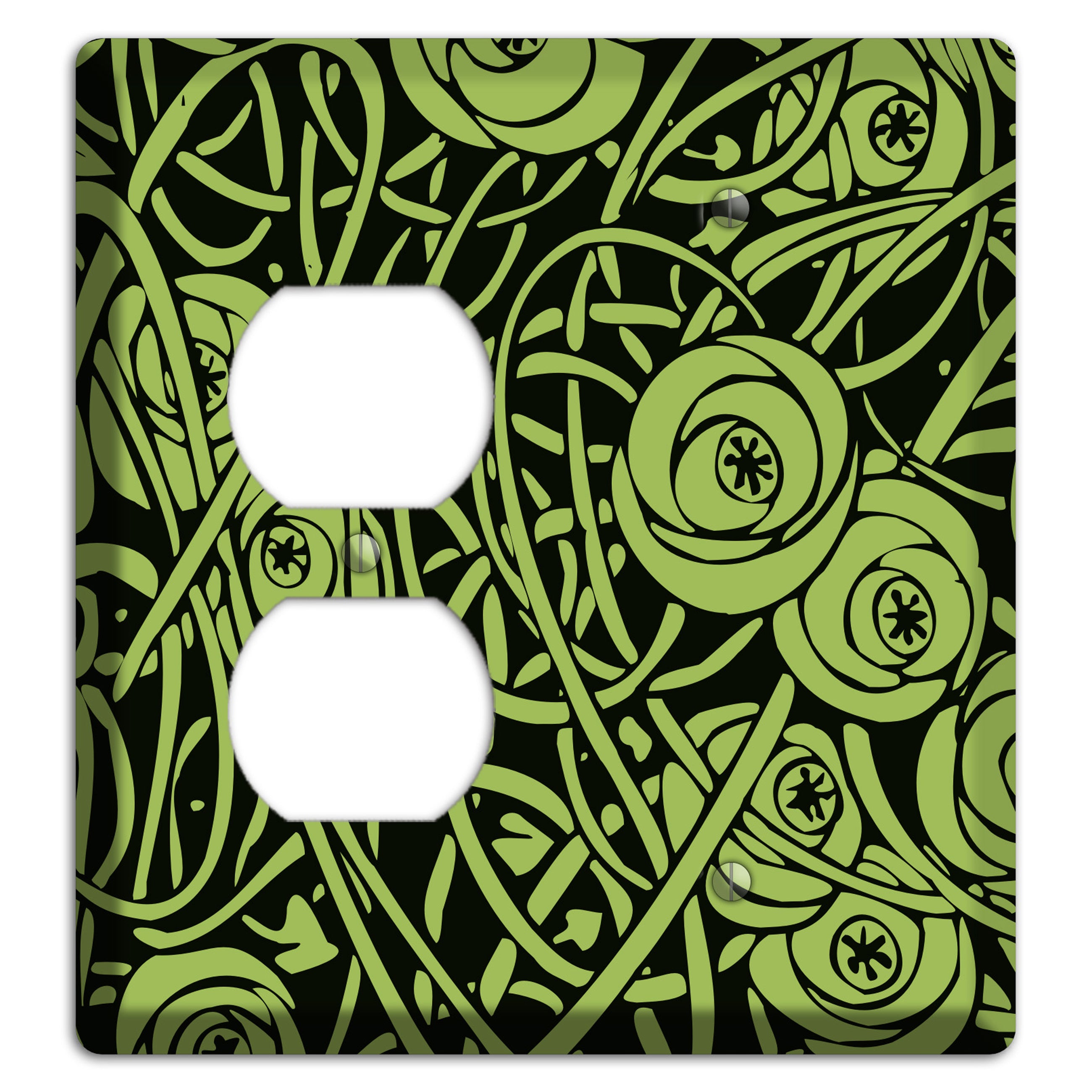 Green Deco Floral Duplex / Blank Wallplate
