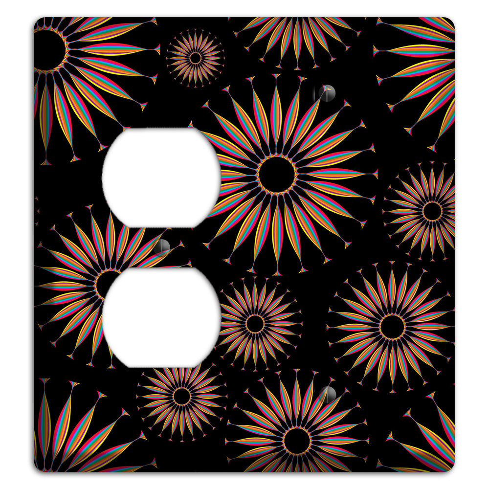 Black with Multi Suzani Duplex / Blank Wallplate