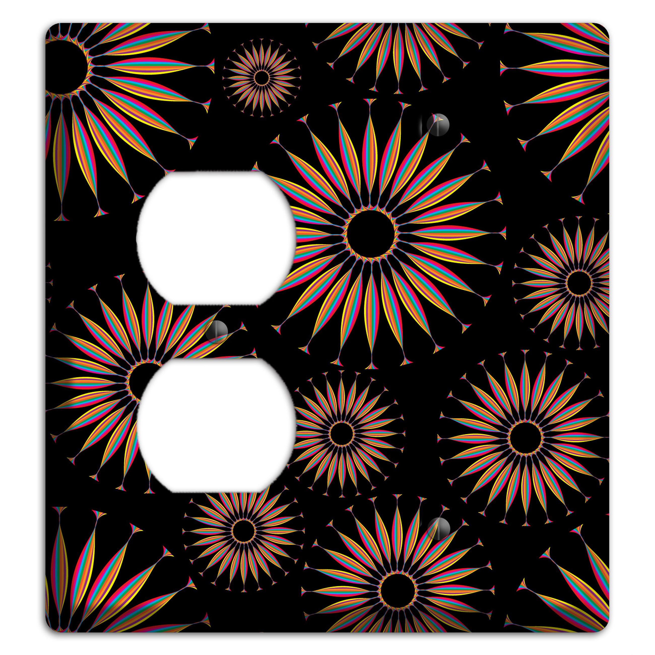 Black with Multi Suzani Duplex / Blank Wallplate