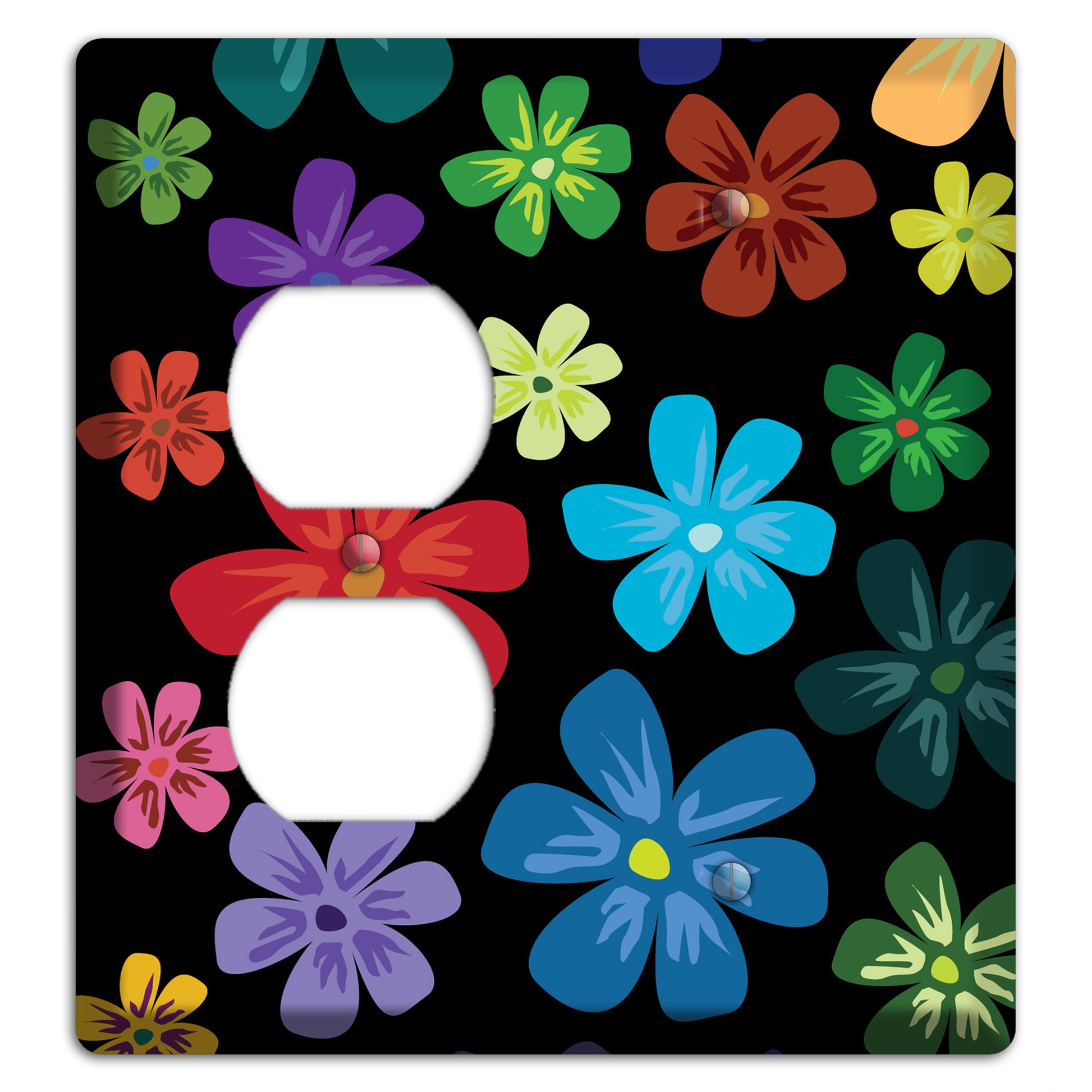 Green Flowers Duplex / Blank Wallplate
