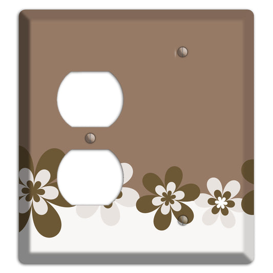 Brown Hippie Flowers Duplex / Blank Wallplate