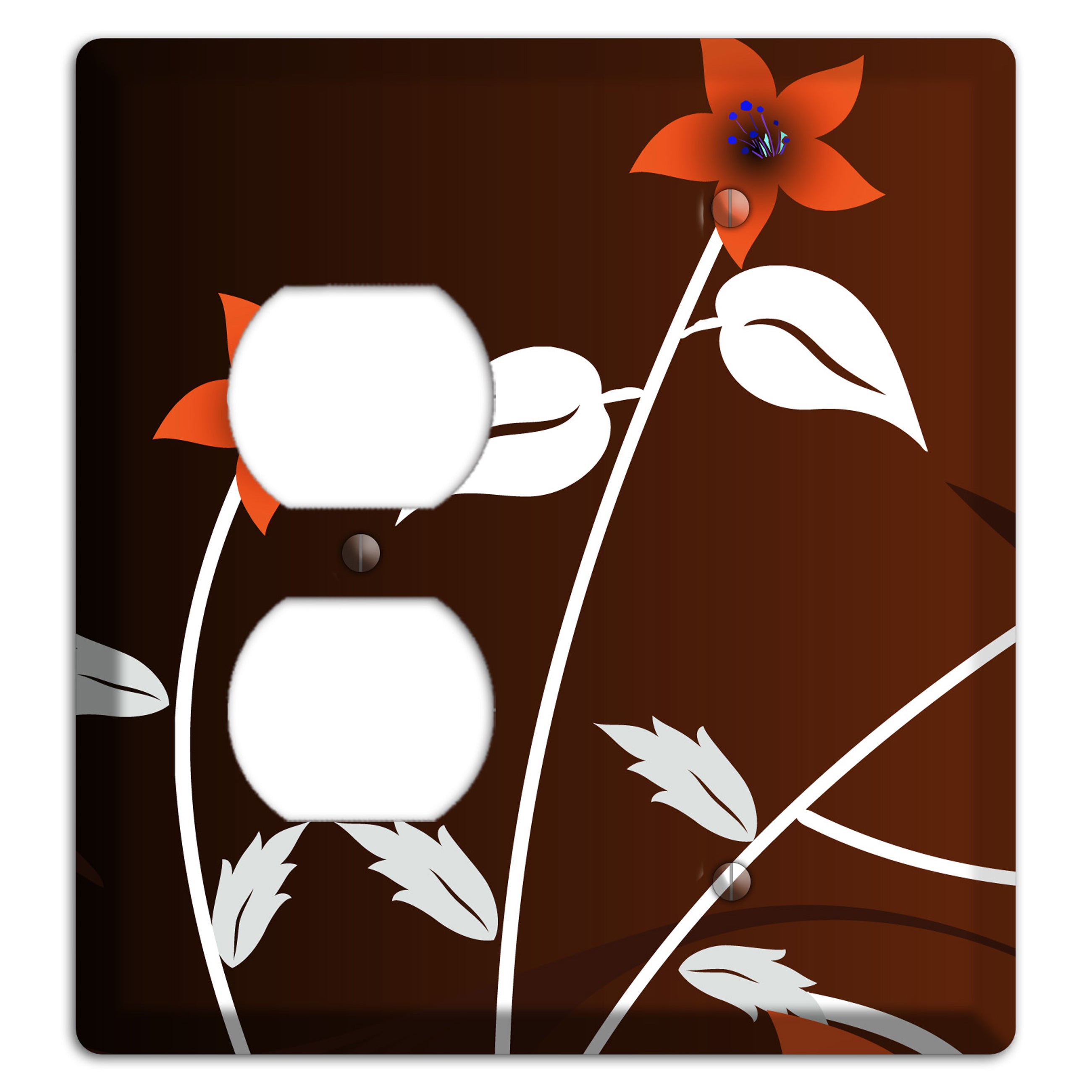 Black and Red Double Sprig Duplex / Blank Wallplate