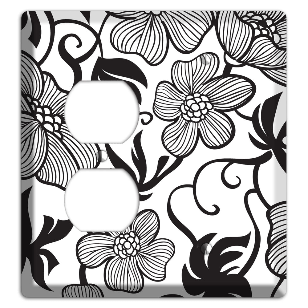 White with Black Tropical Duplex / Blank Wallplate