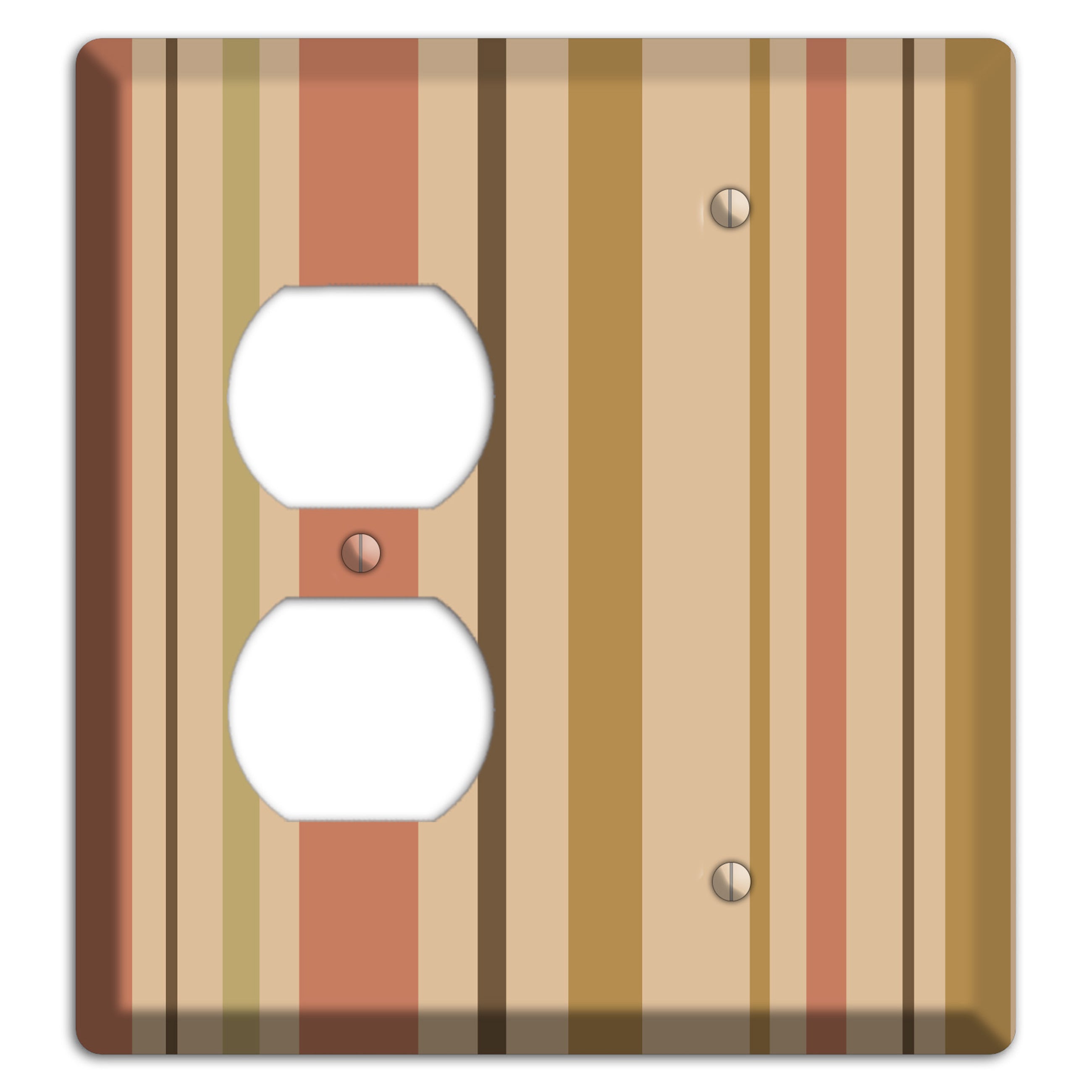Multi Dusty Pink Vertical Stripes Duplex / Blank Wallplate
