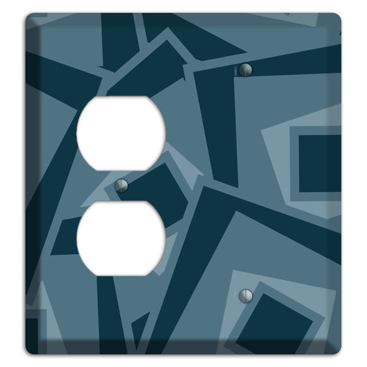 Blue-grey Retro Cubist Duplex / Blank Wallplate