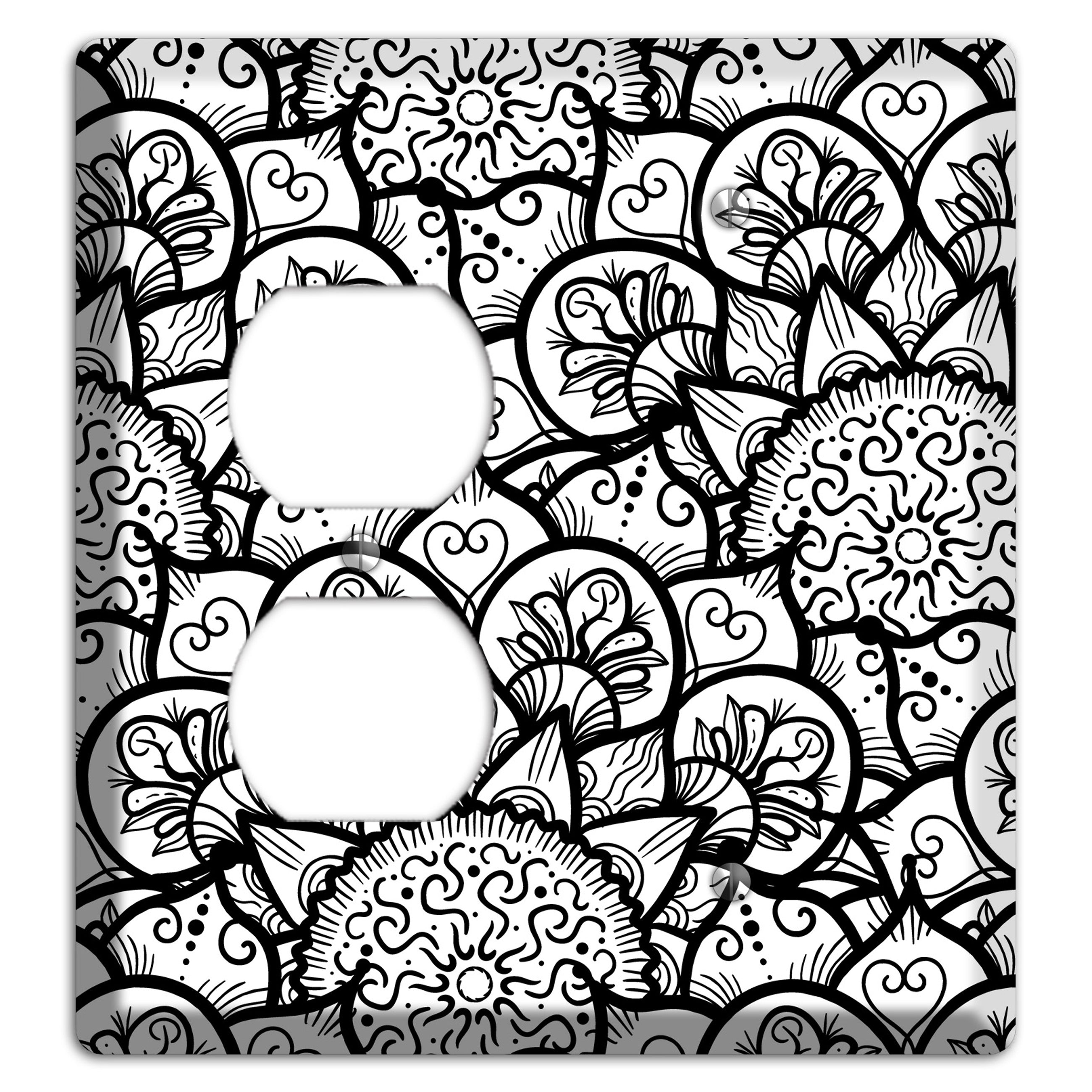 Mandala Black and White Style N Cover Plates Duplex / Blank Wallplate