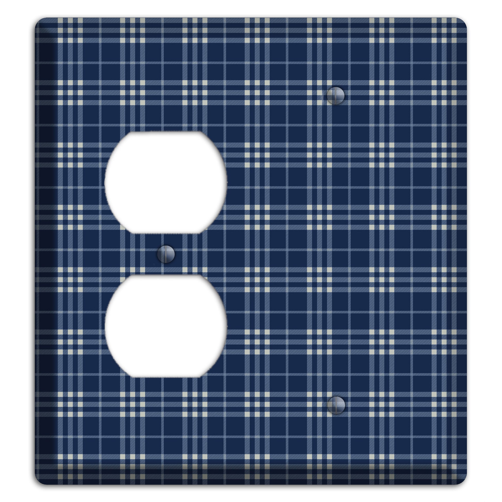 Blue and White Plaid Duplex / Blank Wallplate