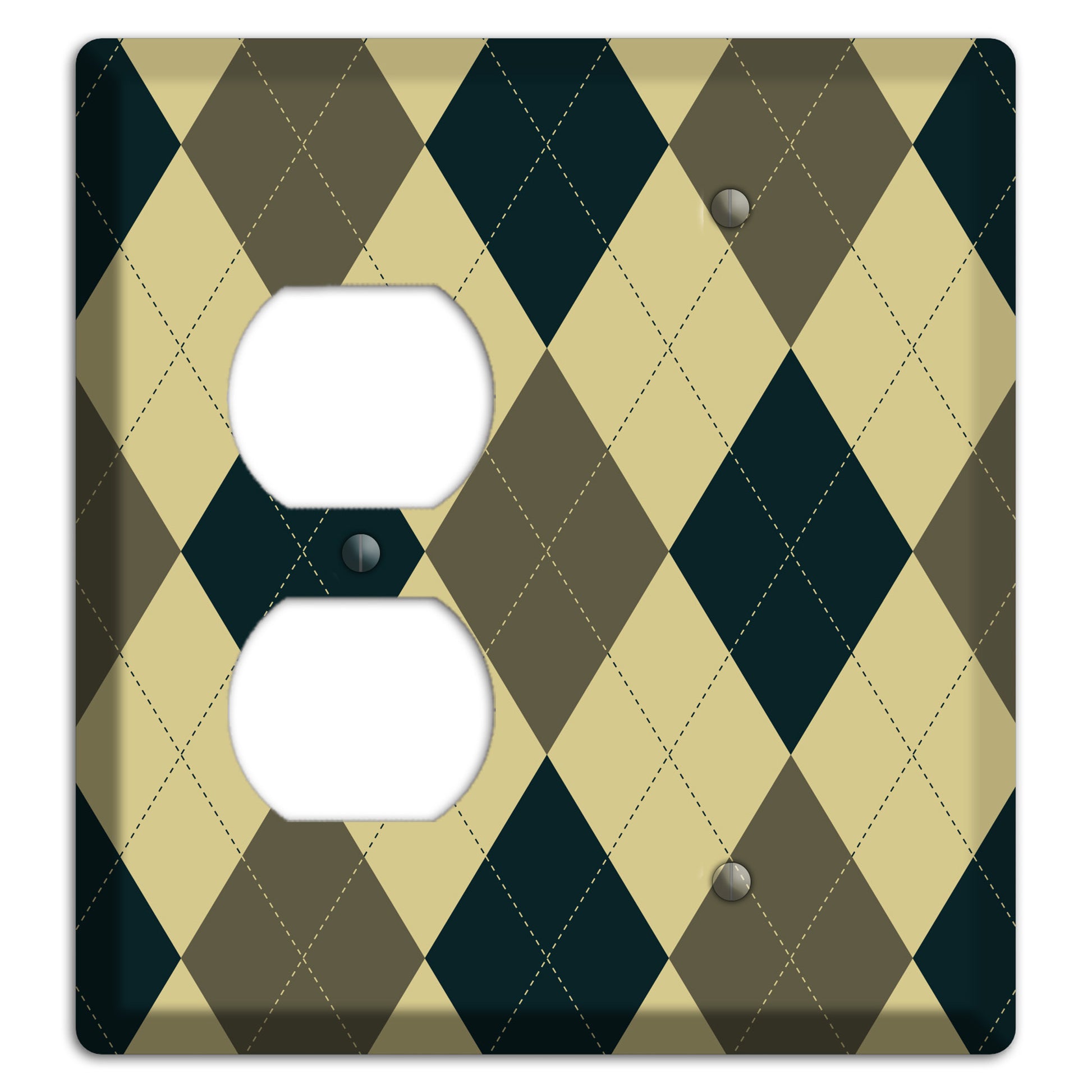 Multi Brown and Tan Argyle Duplex / Blank Wallplate