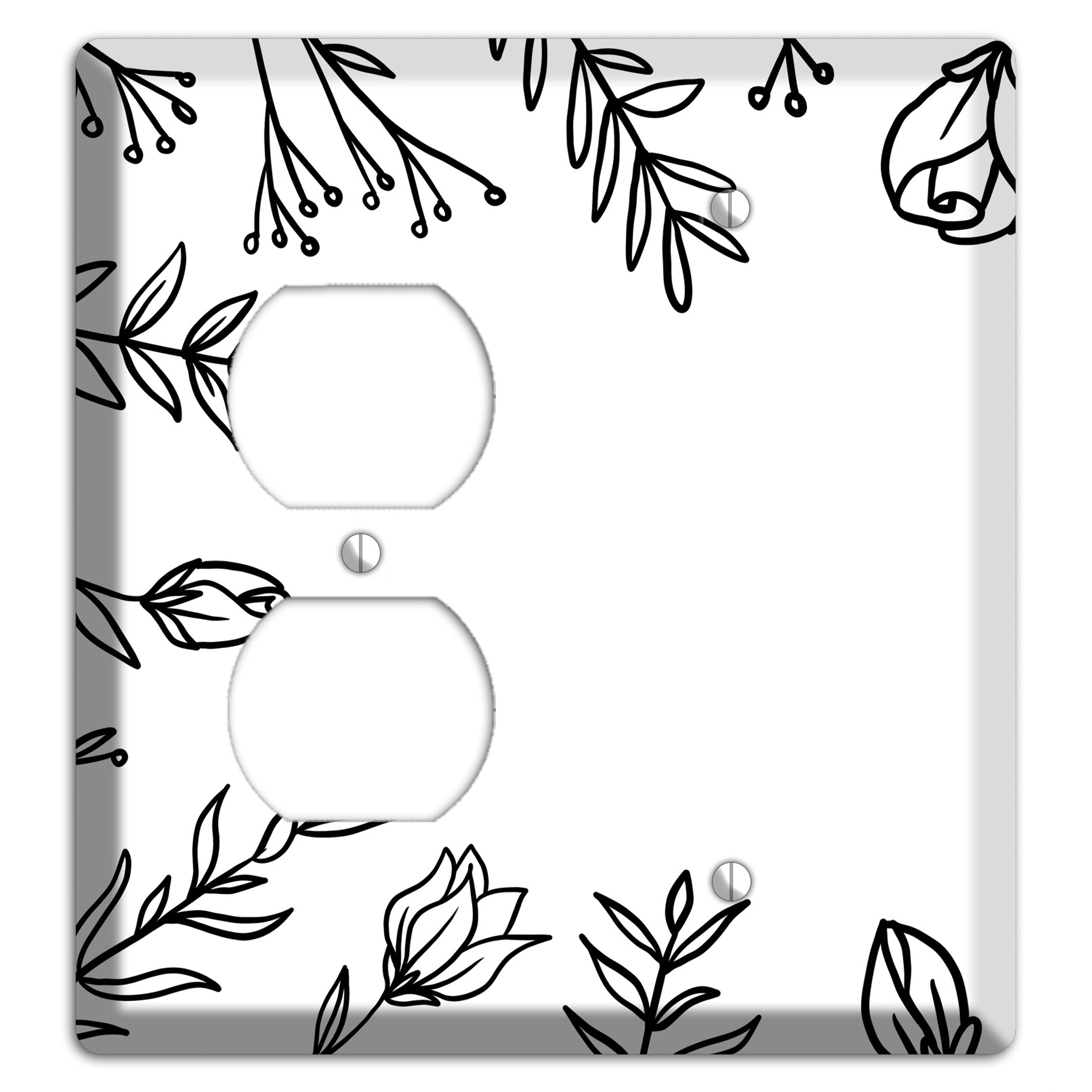 Hand-Drawn Floral 36 Duplex / Blank Wallplate