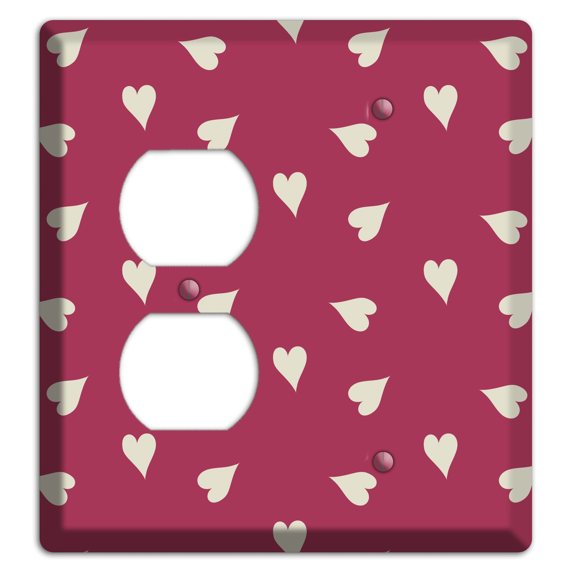 Fuschia with White Hearts Duplex / Blank Wallplate