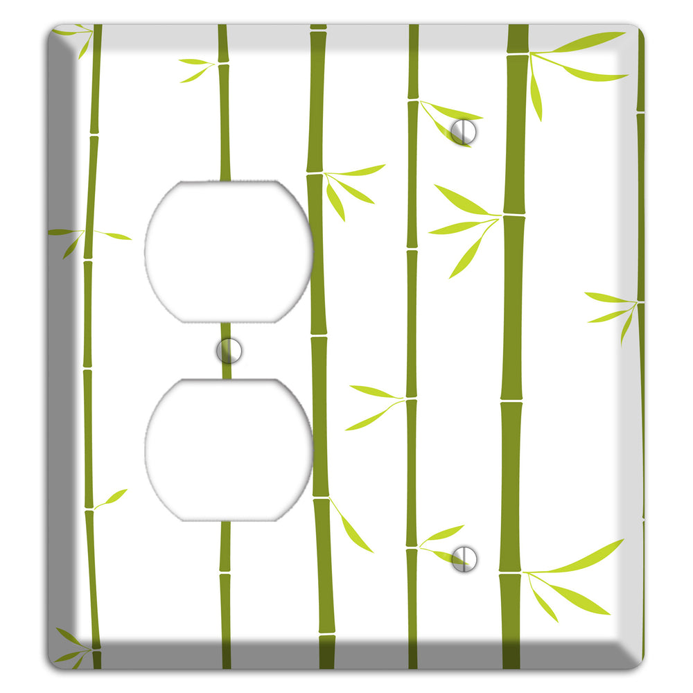 Green And White Bamboo Duplex / Blank Wallplate