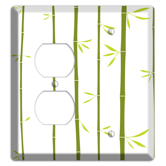 Green And White Bamboo Duplex / Blank Wallplate