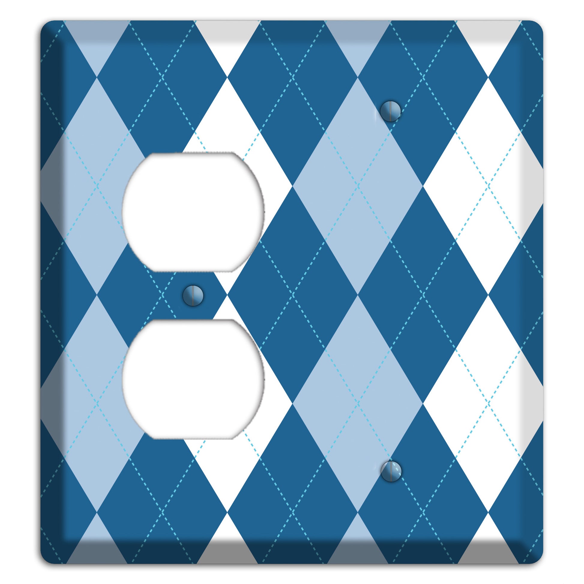 Blue Argyle Duplex / Blank Wallplate