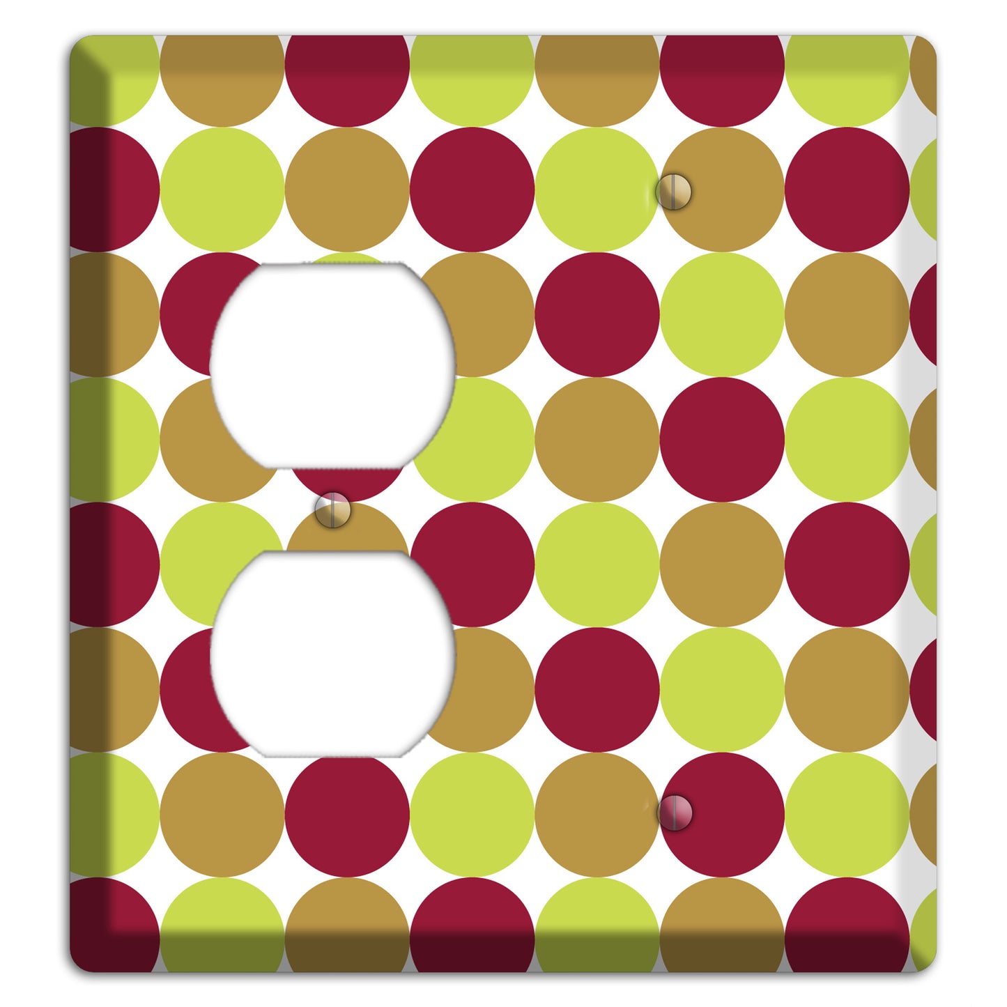 Lime Brown Maroon Tiled Dots Duplex / Blank Wallplate