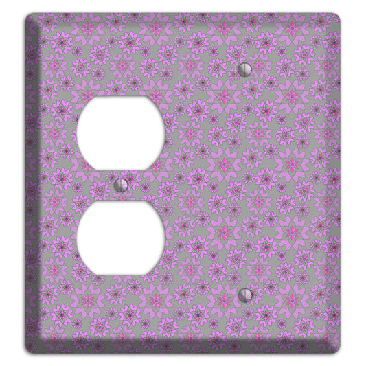 Grey with Tiny Purple Retro Suzani Duplex / Blank Wallplate