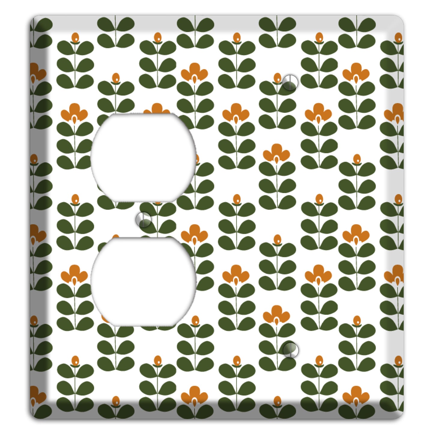 Umber Deco Floral Half Drop Duplex / Blank Wallplate