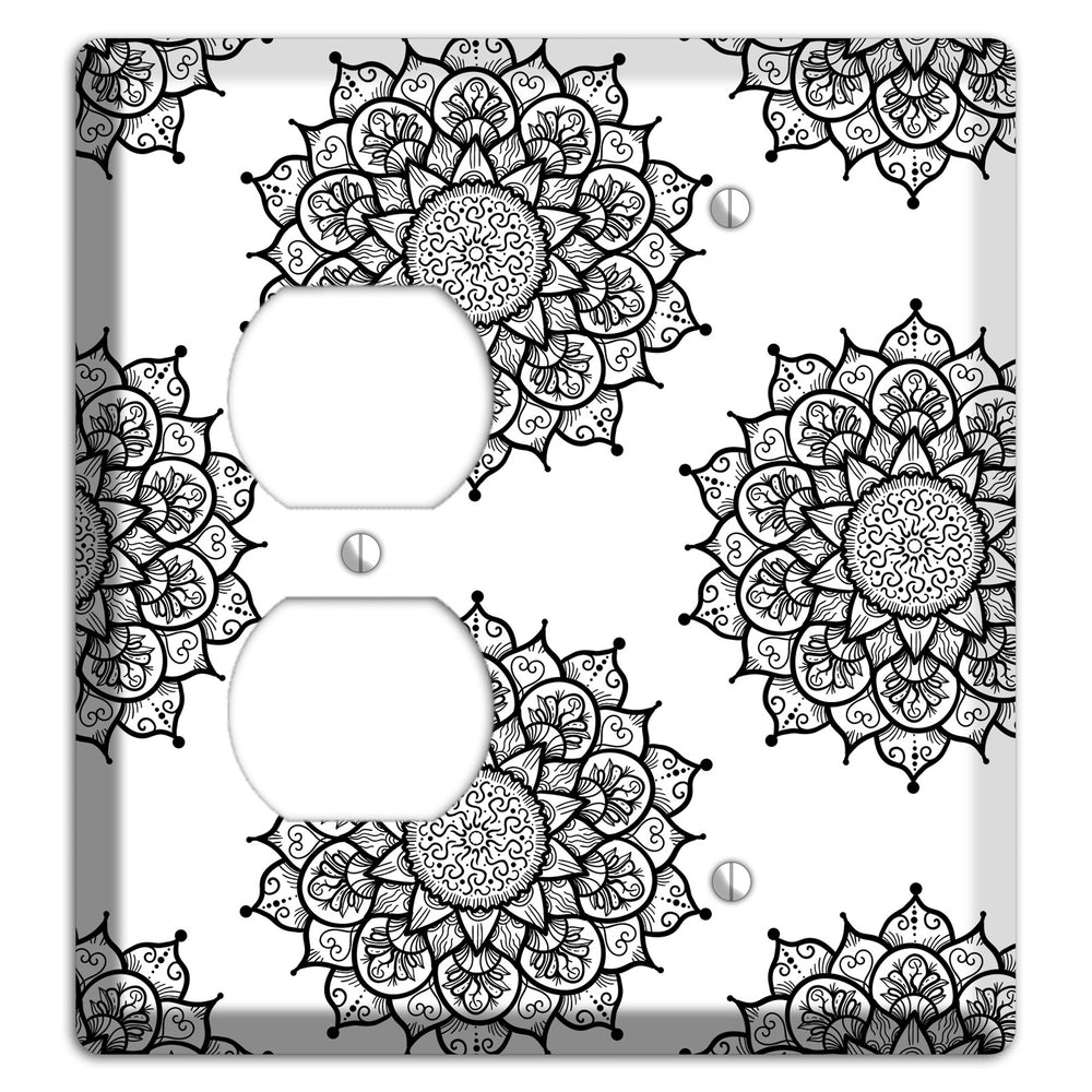 Mandala Black and White Style S Cover Plates Duplex / Blank Wallplate