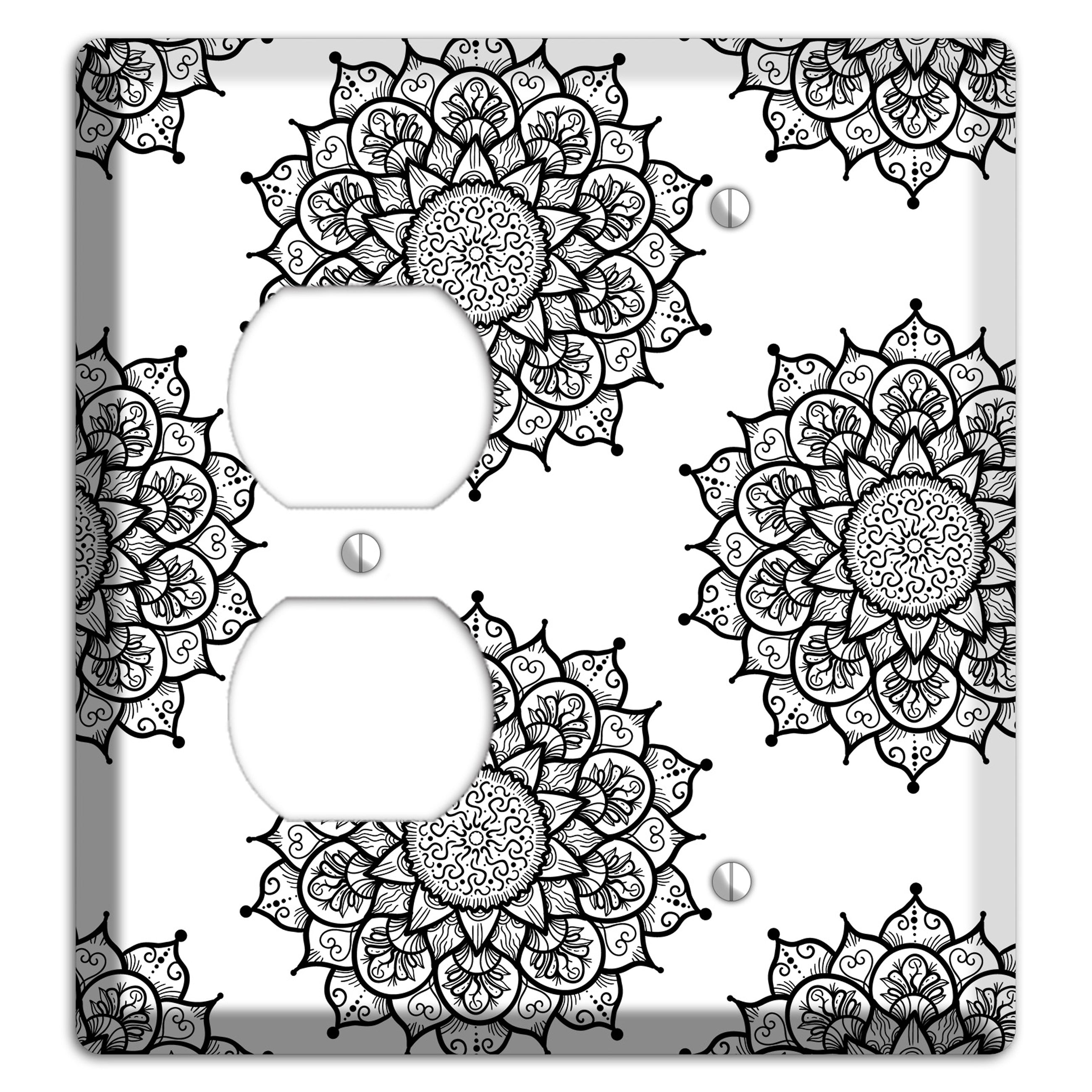 Mandala Black and White Style S Cover Plates Duplex / Blank Wallplate