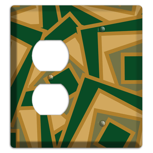 Green and Beige Retro Cubist Duplex / Blank Wallplate