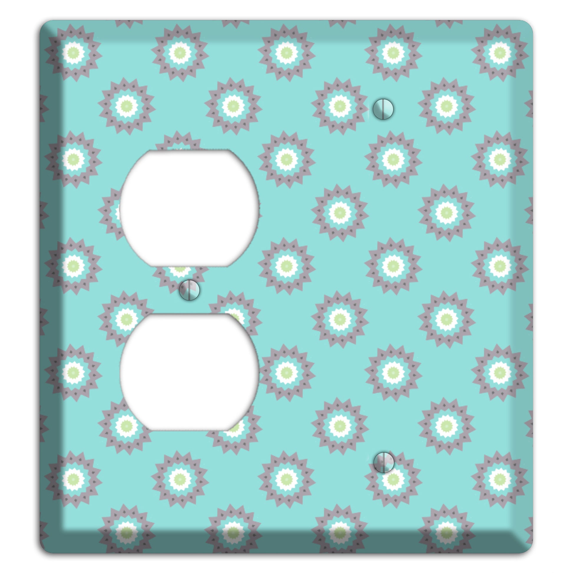 Turquoise with Suzani Dots Duplex / Blank Wallplate