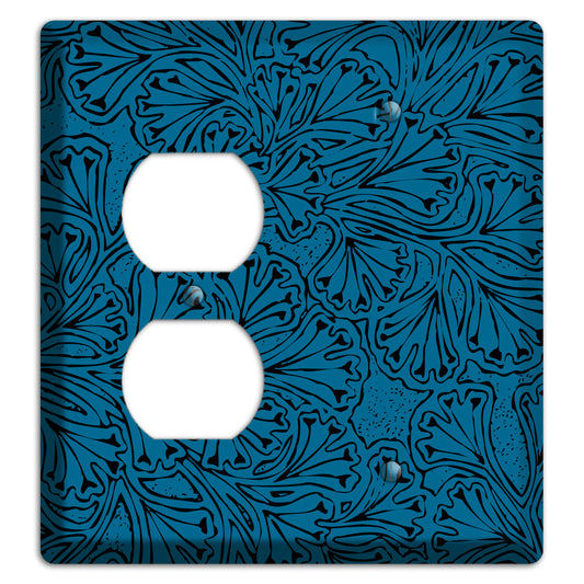 Deco Blue Interlocking Floral Duplex / Blank Wallplate