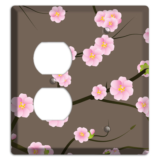 Pink and Brown Cherry Blossoms Duplex / Blank Wallplate