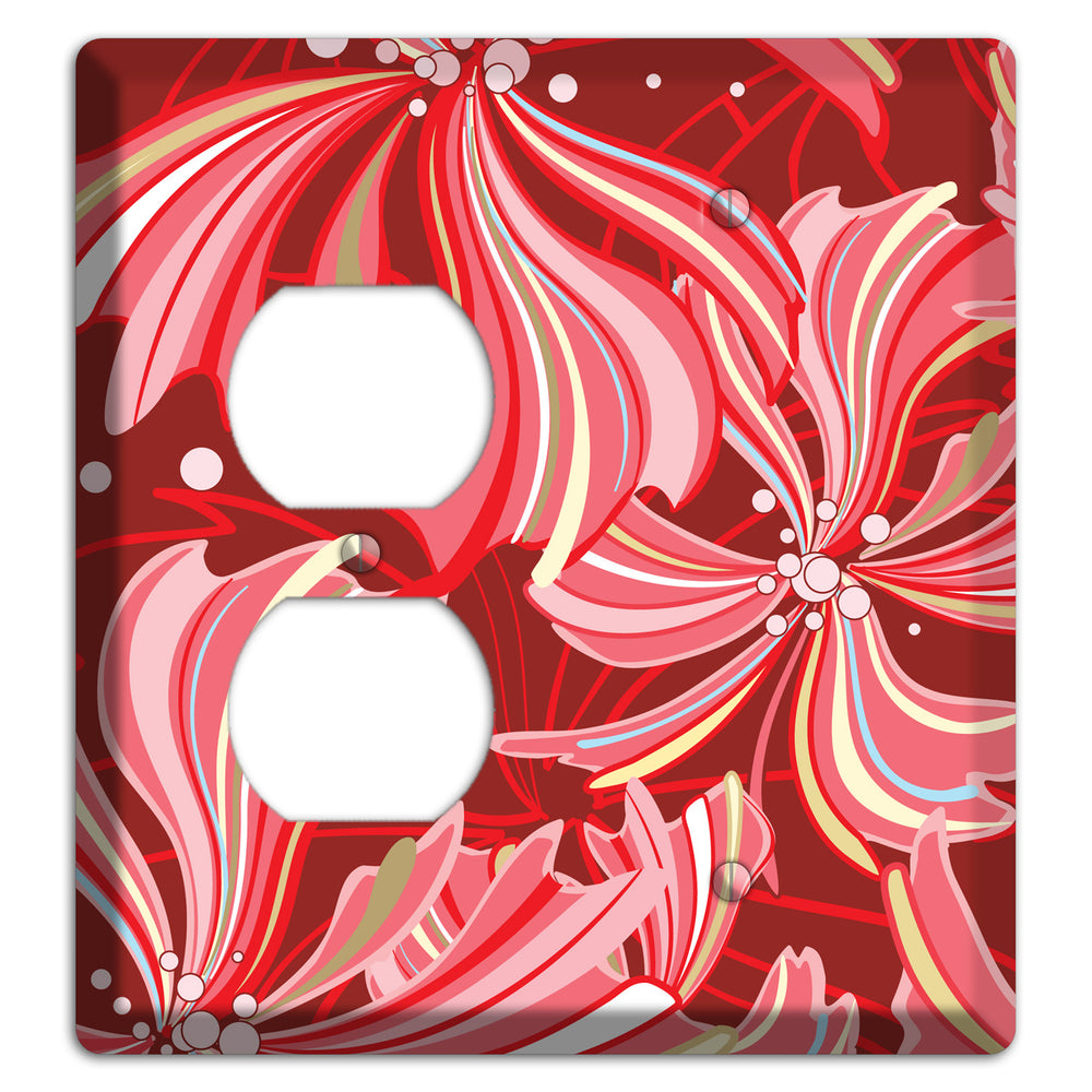 Red Deco Blossoms Duplex / Blank Wallplate