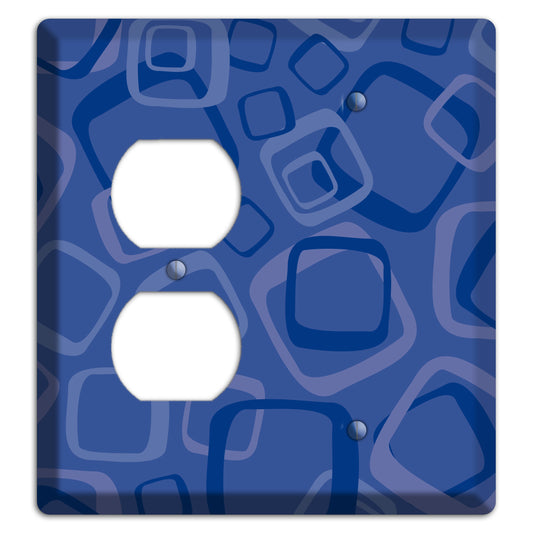 Multi Blue Random Retro Squares Duplex / Blank Wallplate