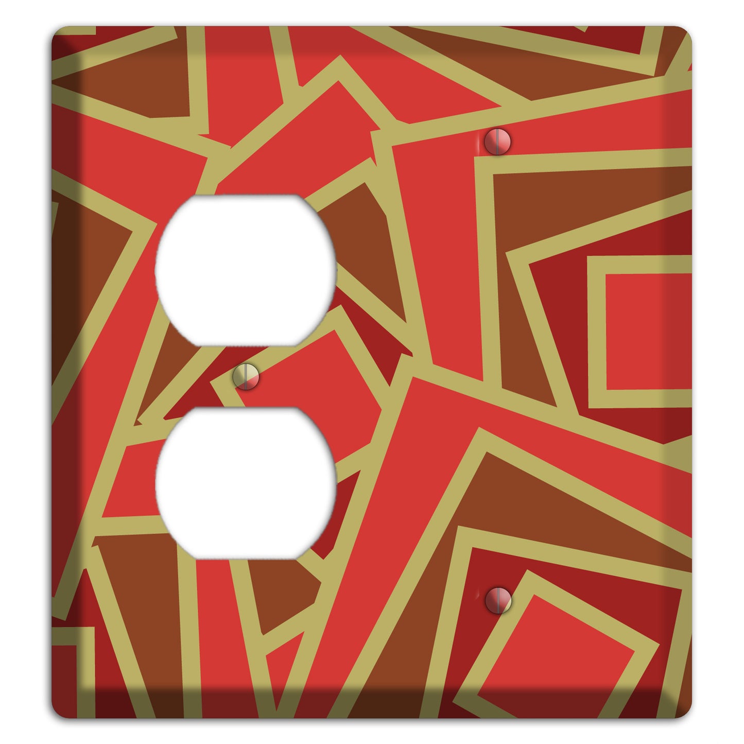 Red and Brown Retro Cubist Duplex / Blank Wallplate