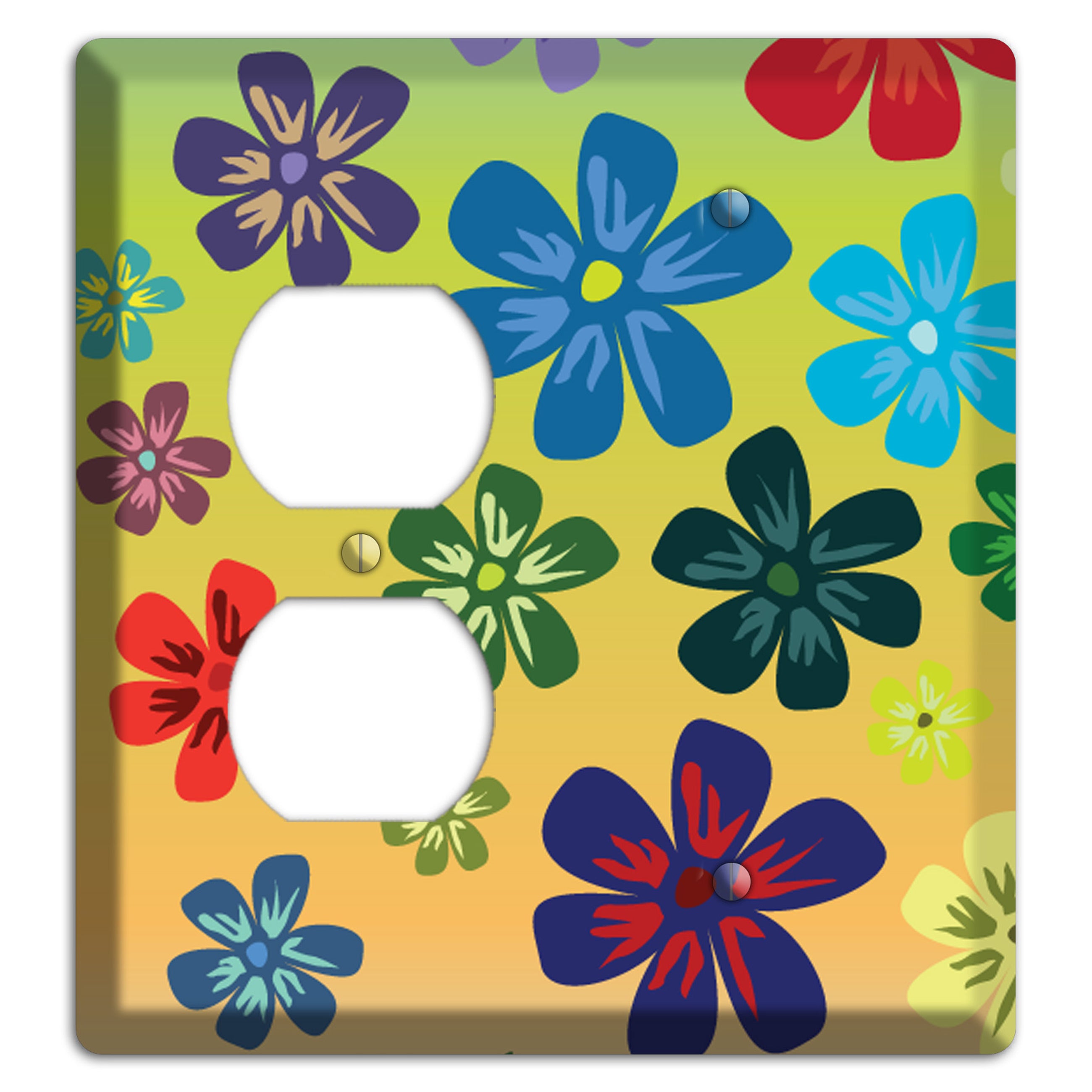 Black Flowers Duplex / Blank Wallplate