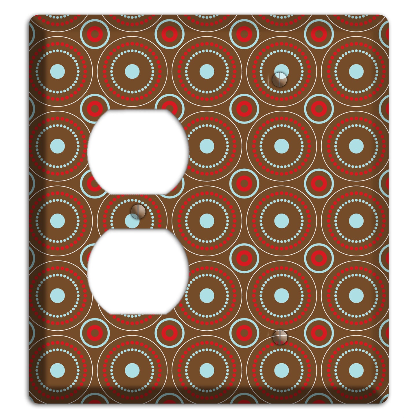 Brown with Red and Dusty Blue Retro Suzani Duplex / Blank Wallplate
