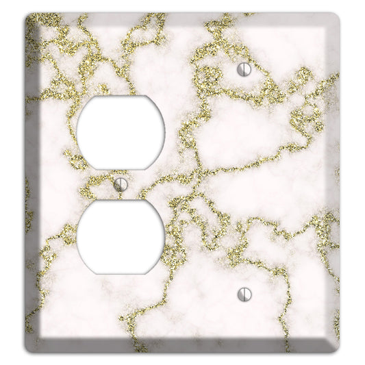 White and Gold Marble Shatter Duplex / Blank Wallplate