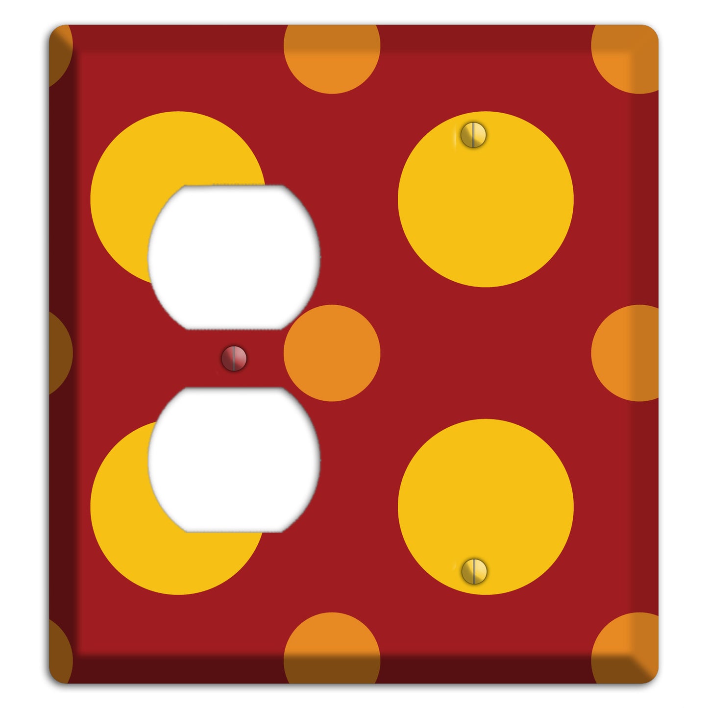 Red with Multi Orange Multi Medium Polka Dots Duplex / Blank Wallplate