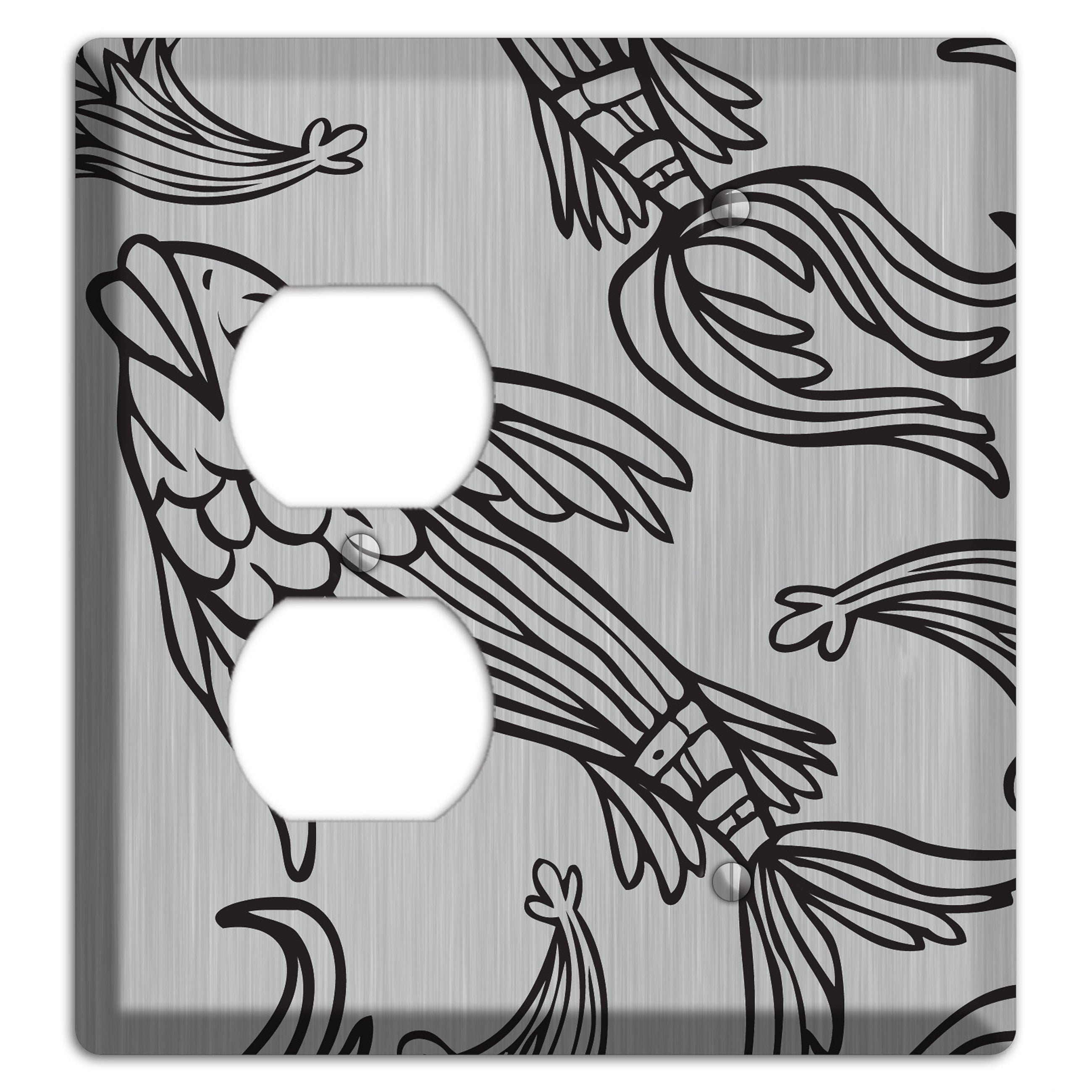 Black Koi  Stainless Duplex / Blank Wallplate