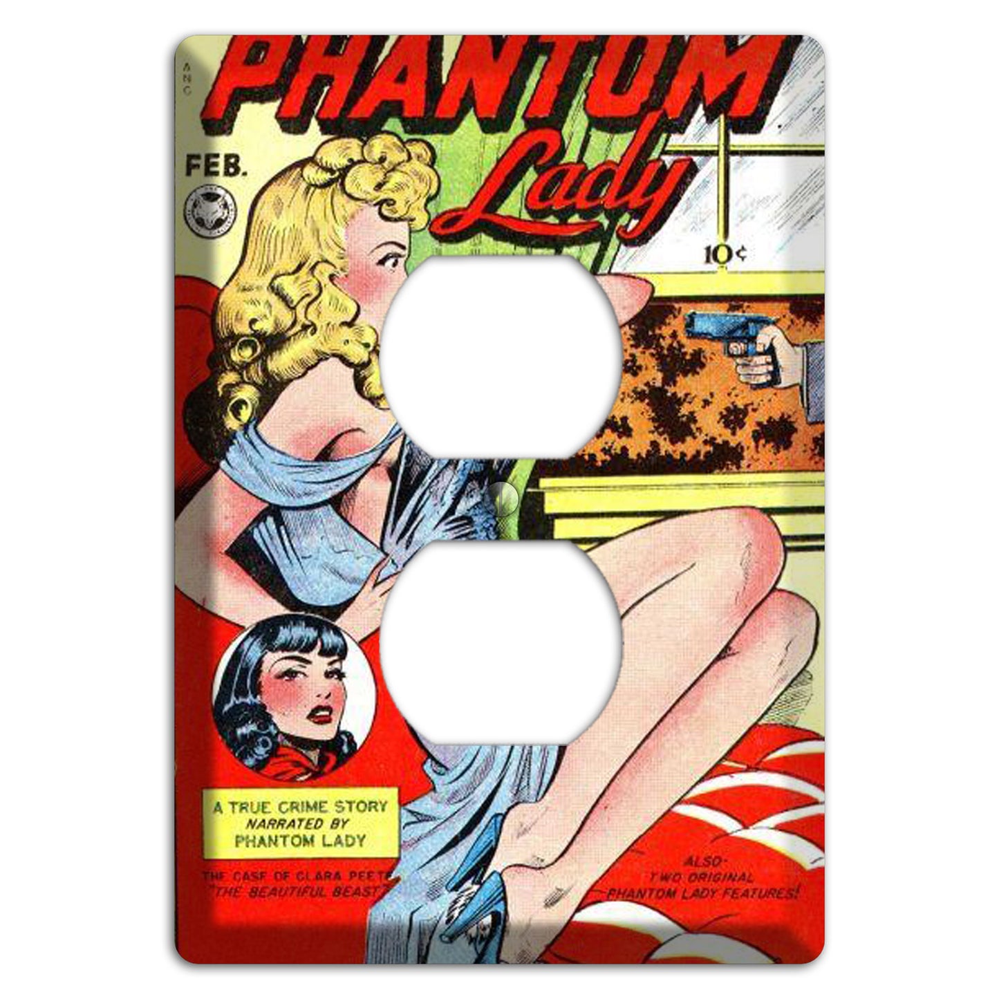 Phantom Lady Vintage Comics Duplex Outlet Wallplate