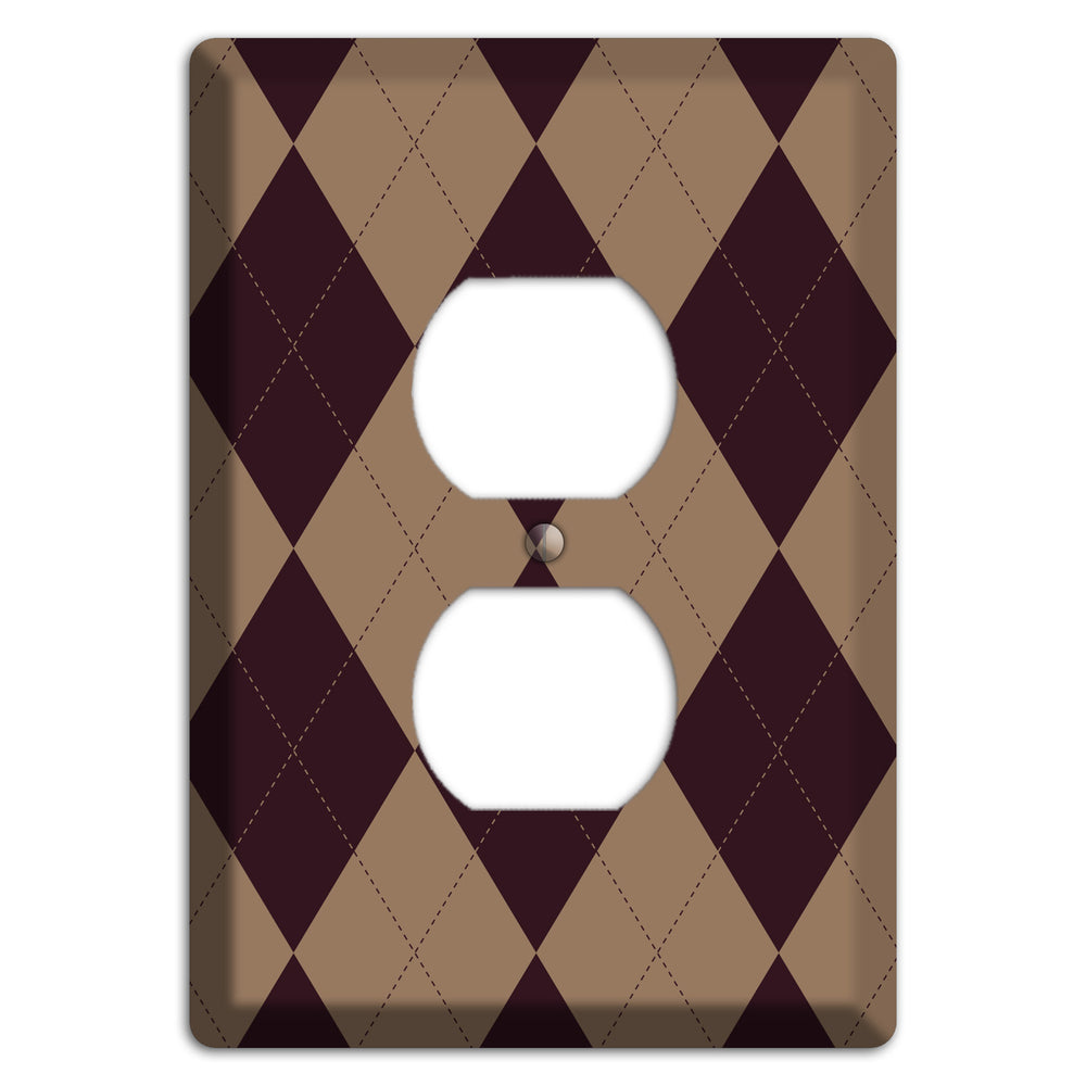 Burguny and Beige Argyle Duplex Outlet Wallplate