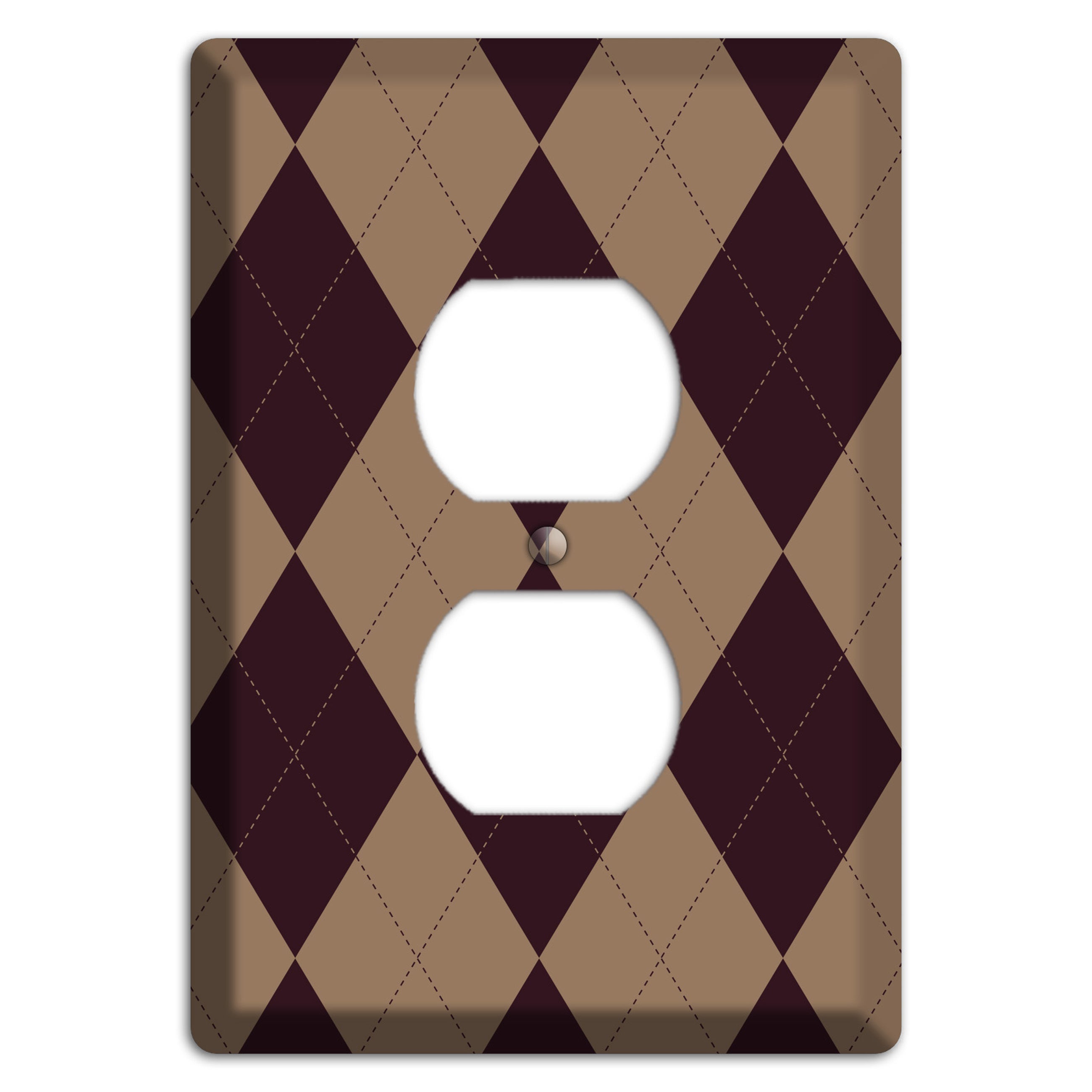 Burguny and Beige Argyle Duplex Outlet Wallplate