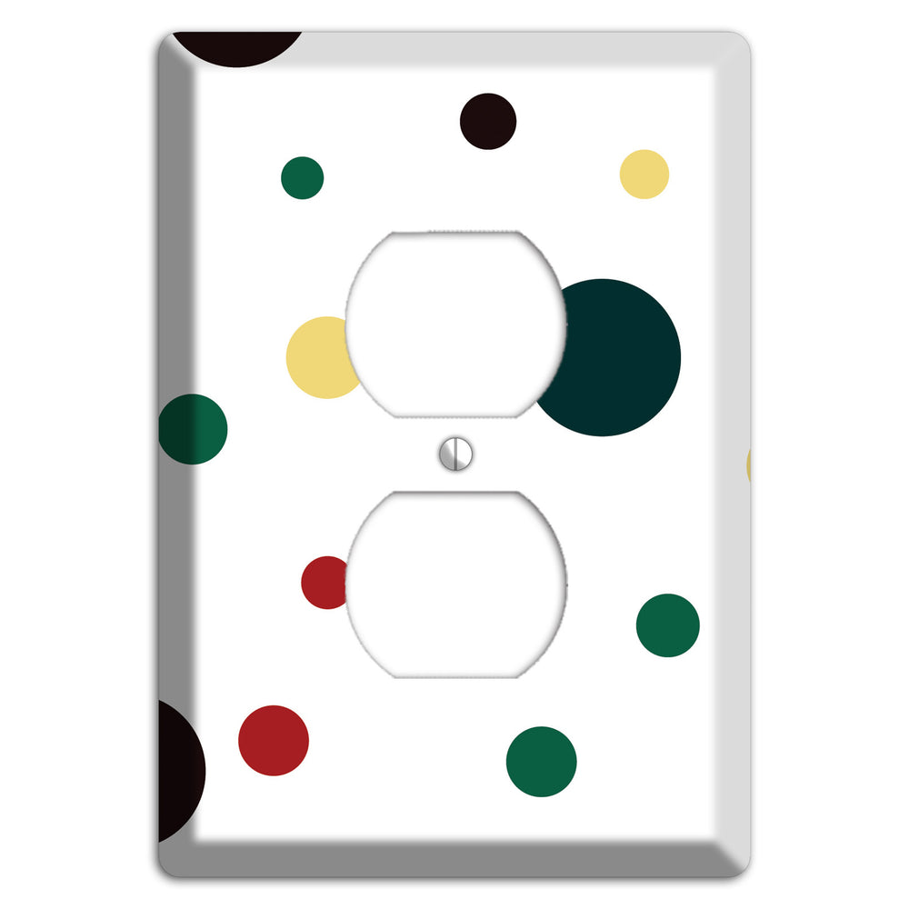 White with Multi Color Medium Dots 2 Duplex Outlet Wallplate