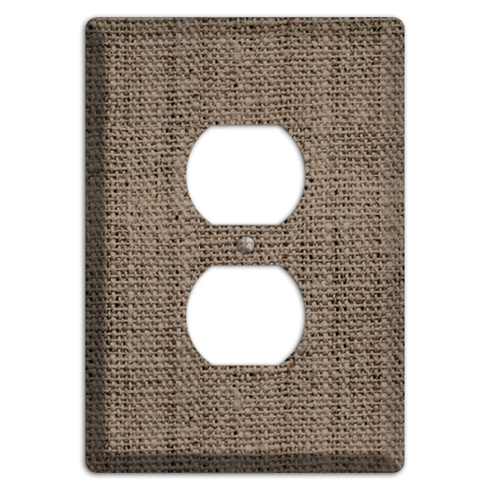 Coffee Burlap Duplex Outlet Wallplate