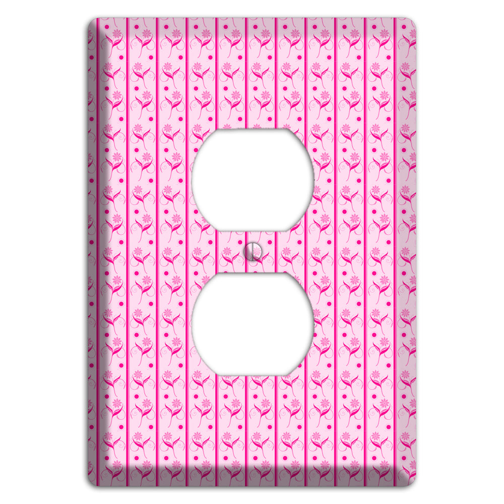 Pink Small Floral Pattern Duplex Outlet Wallplate