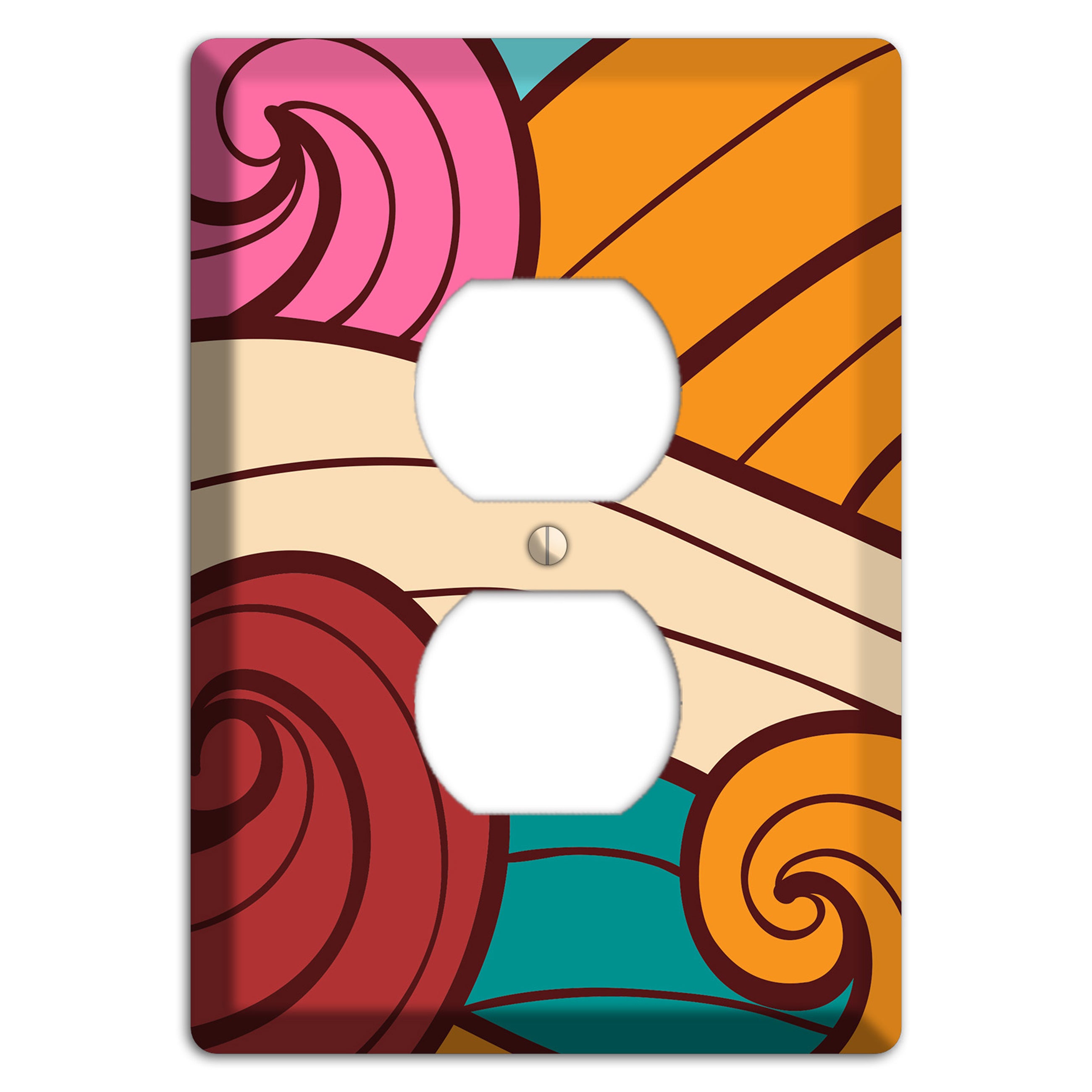 Abstract Curl Red & Cream Duplex Outlet Wallplate