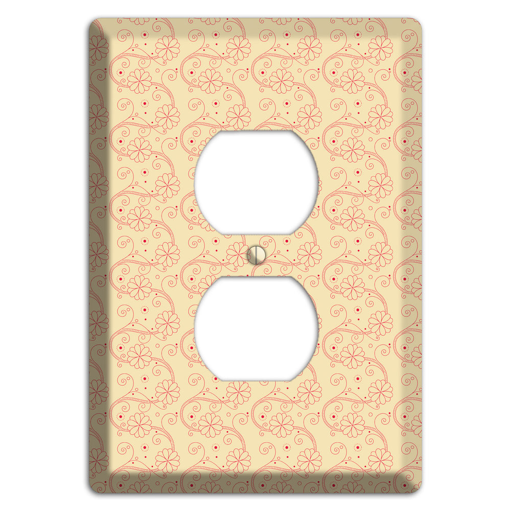 Tiny Off White Floral Swirl Duplex Outlet Wallplate