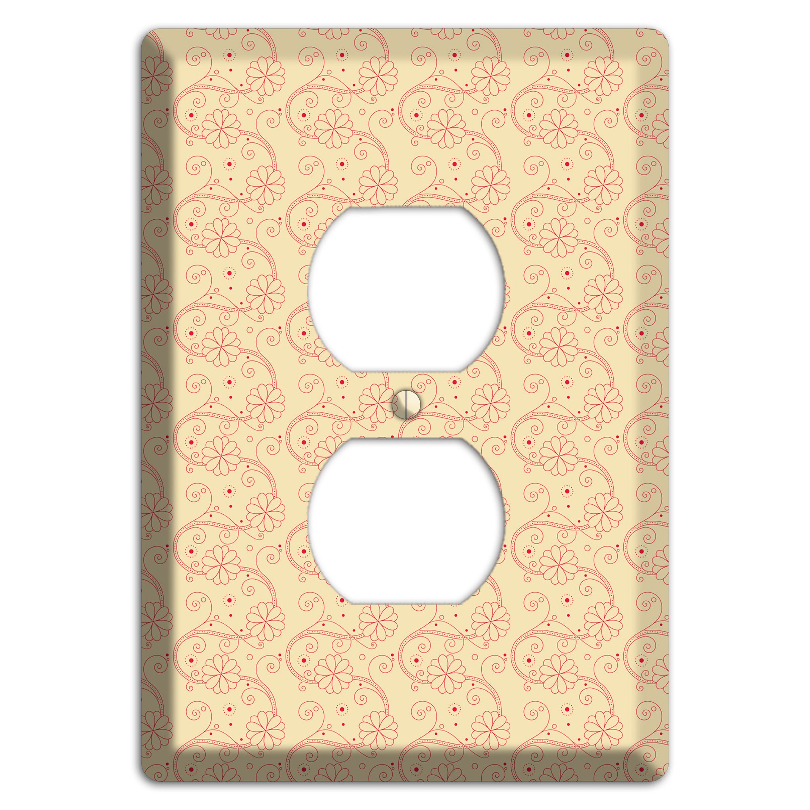 Tiny Off White Floral Swirl Duplex Outlet Wallplate