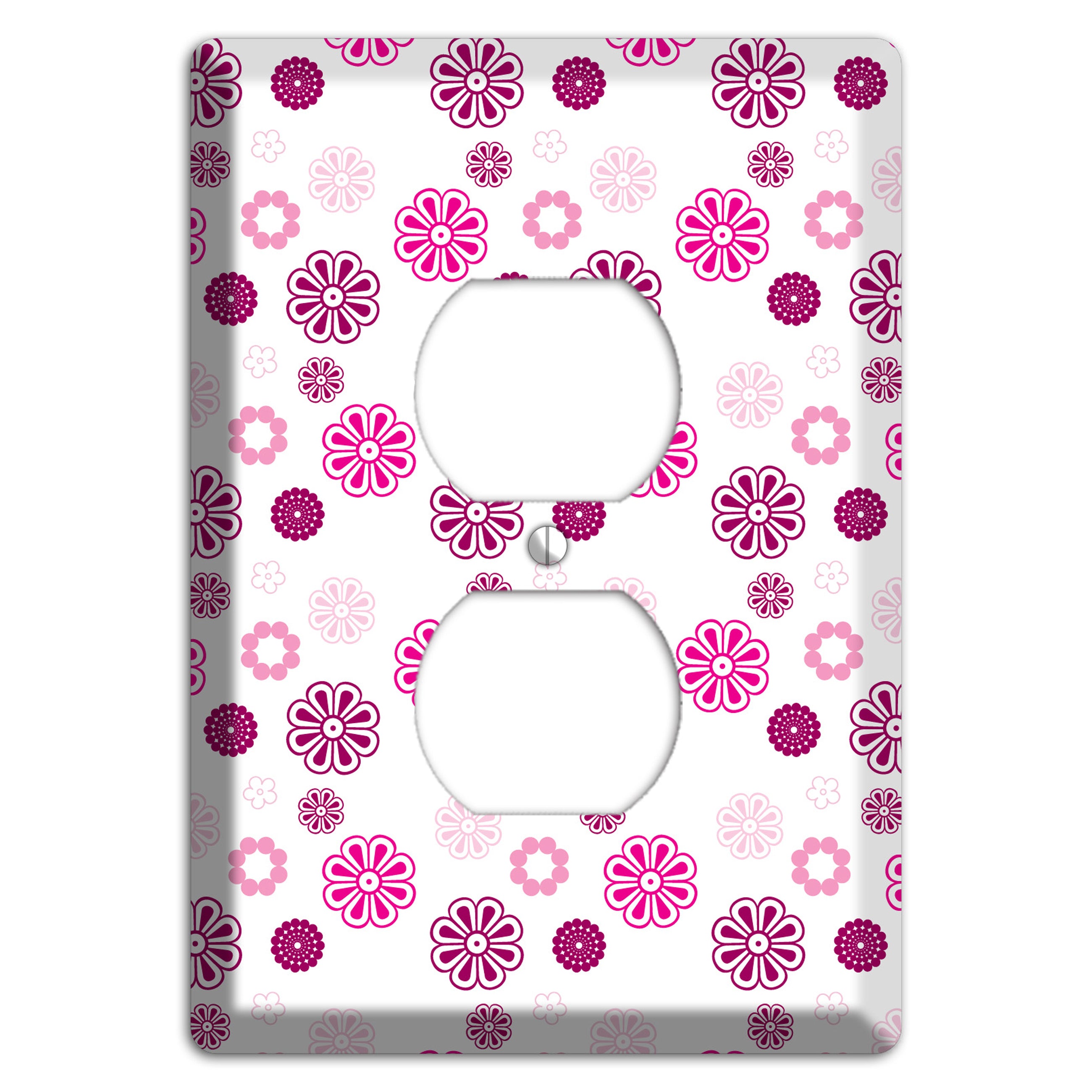 Maroon and Pink Retro Floral Duplex Outlet Wallplate