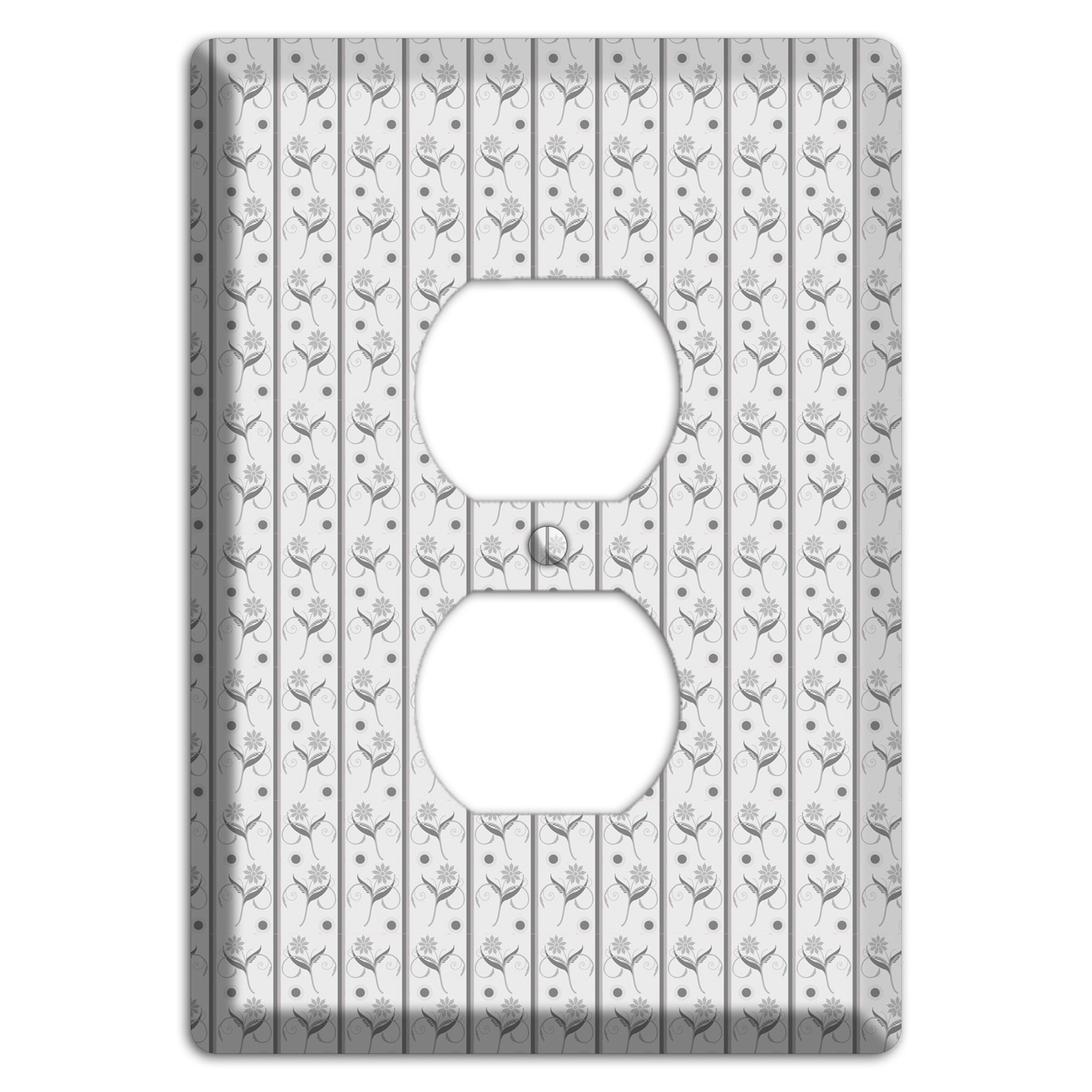 Grey Small Floral Pattern Duplex Outlet Wallplate