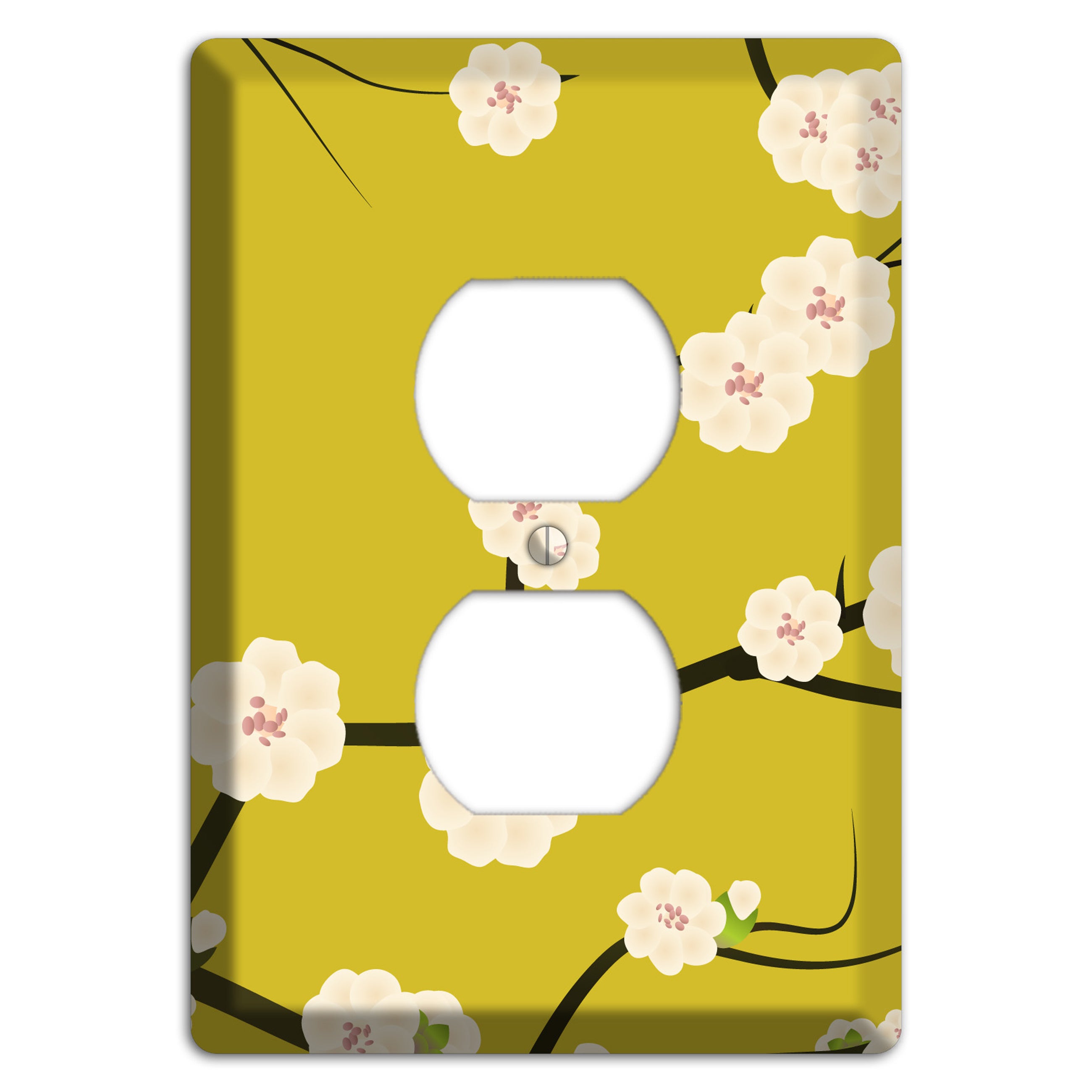 Yellow Chery Blossoms Duplex Outlet Wallplate