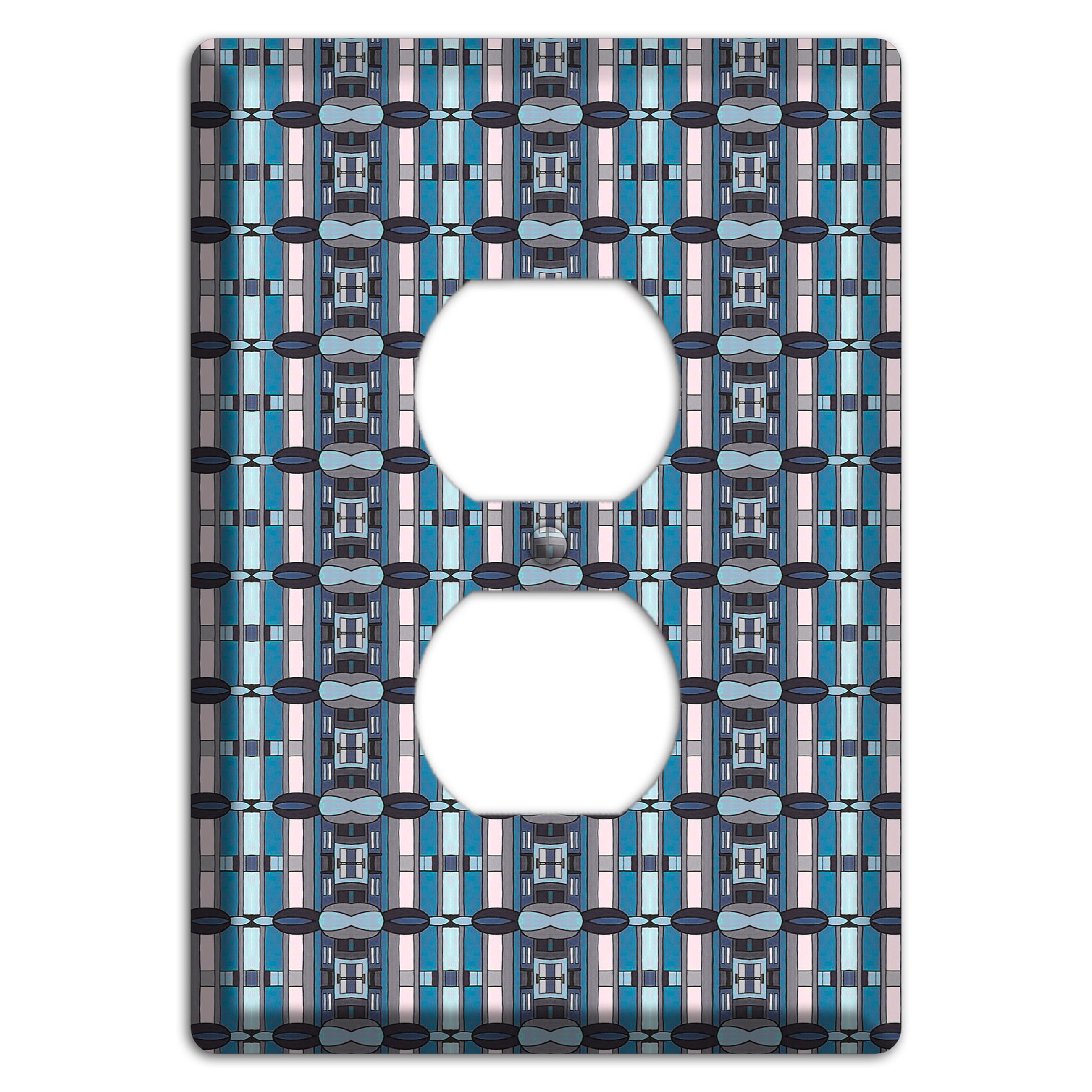 Blue and Grey Tapestry Duplex Outlet Wallplate