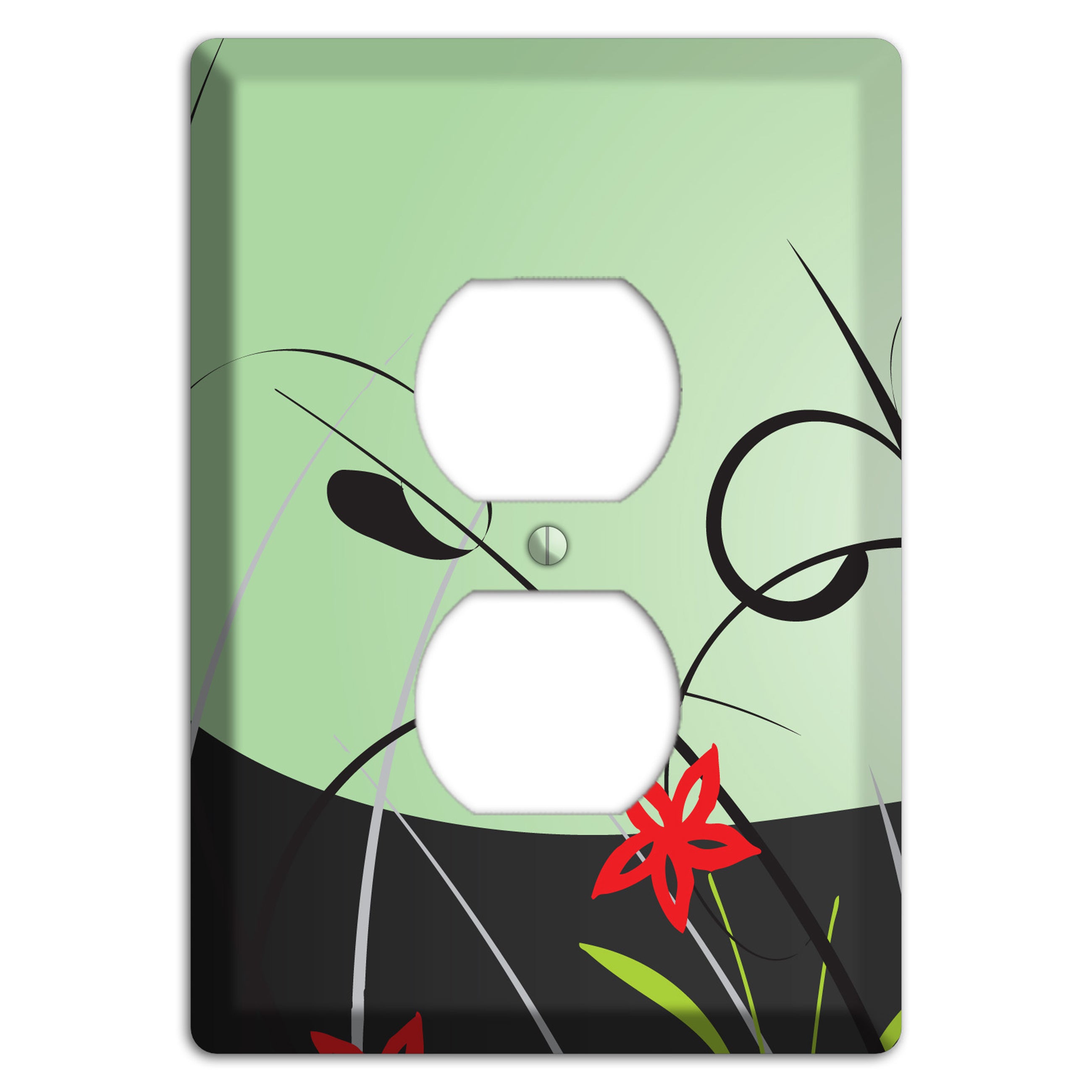 Mint Green Floral Sprig Duplex Outlet Wallplate